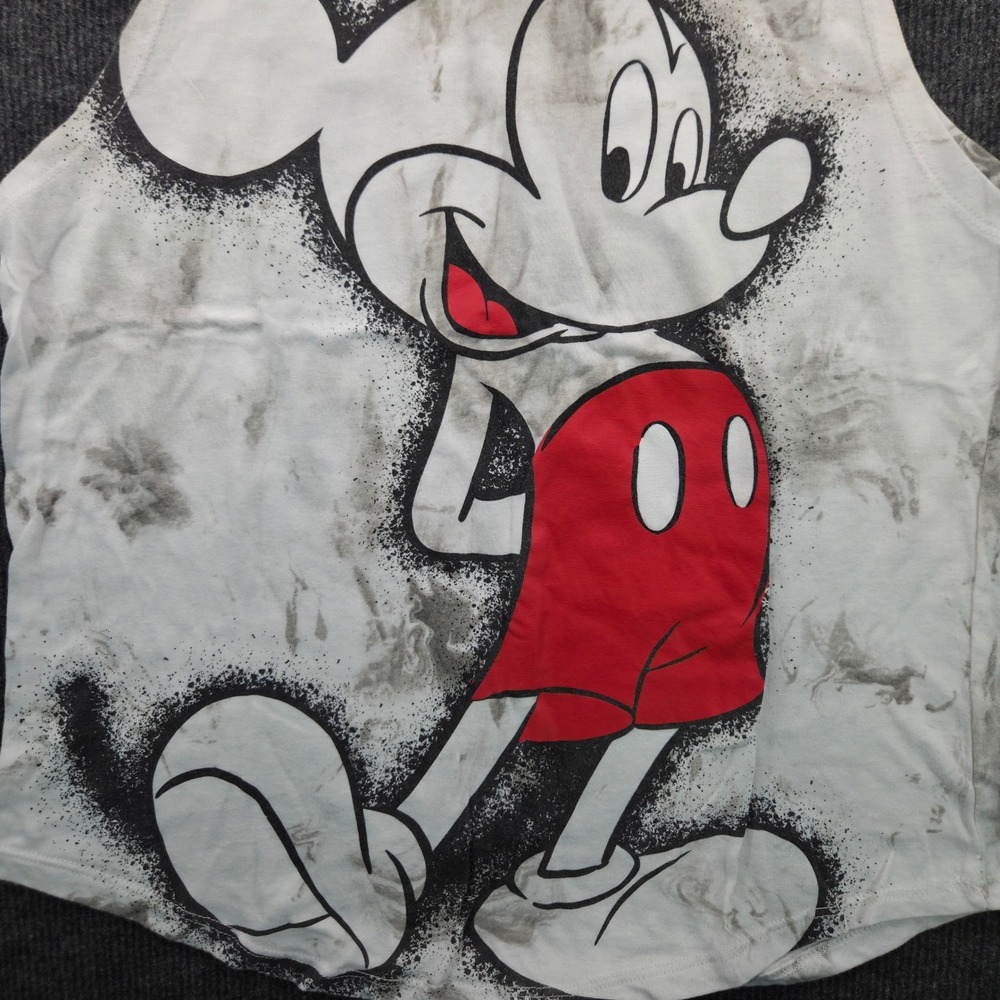 Disney Mickey Mouse Graphic Tank Top Grey Tie Dye Marble Size M